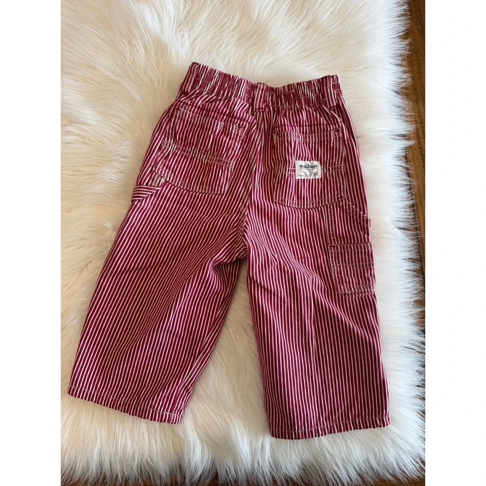 Vintage rare Oshkosh red striped‎ pants lined size 18m